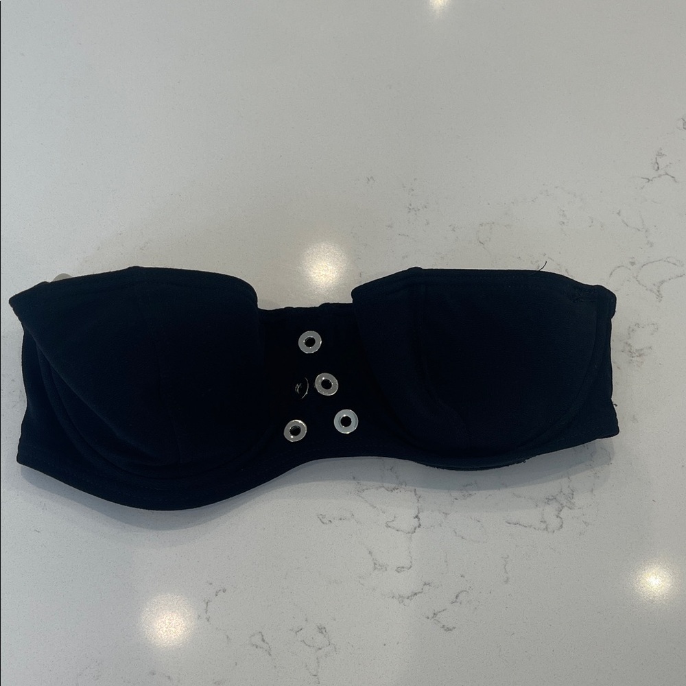 Michael Kors Black Strapless Bandeau with Silver-Tone Eyelet